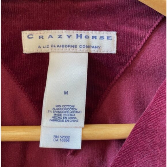 WomenCrazy Horse Burgundy Corduroy Jacket Size M Preppy, Academic, Dark Academia - Picture 3 of 3